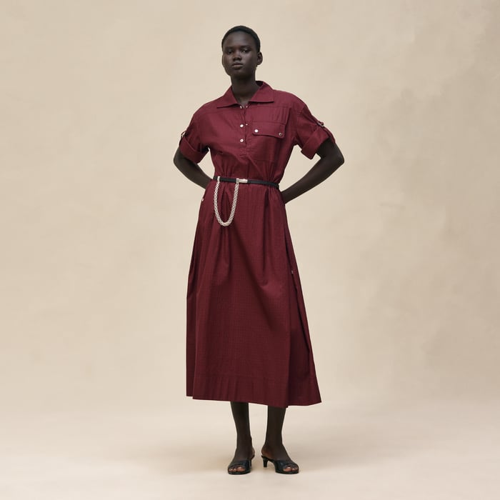 Rouge Bordeaux "Mosaique" Short-sleeve Dress