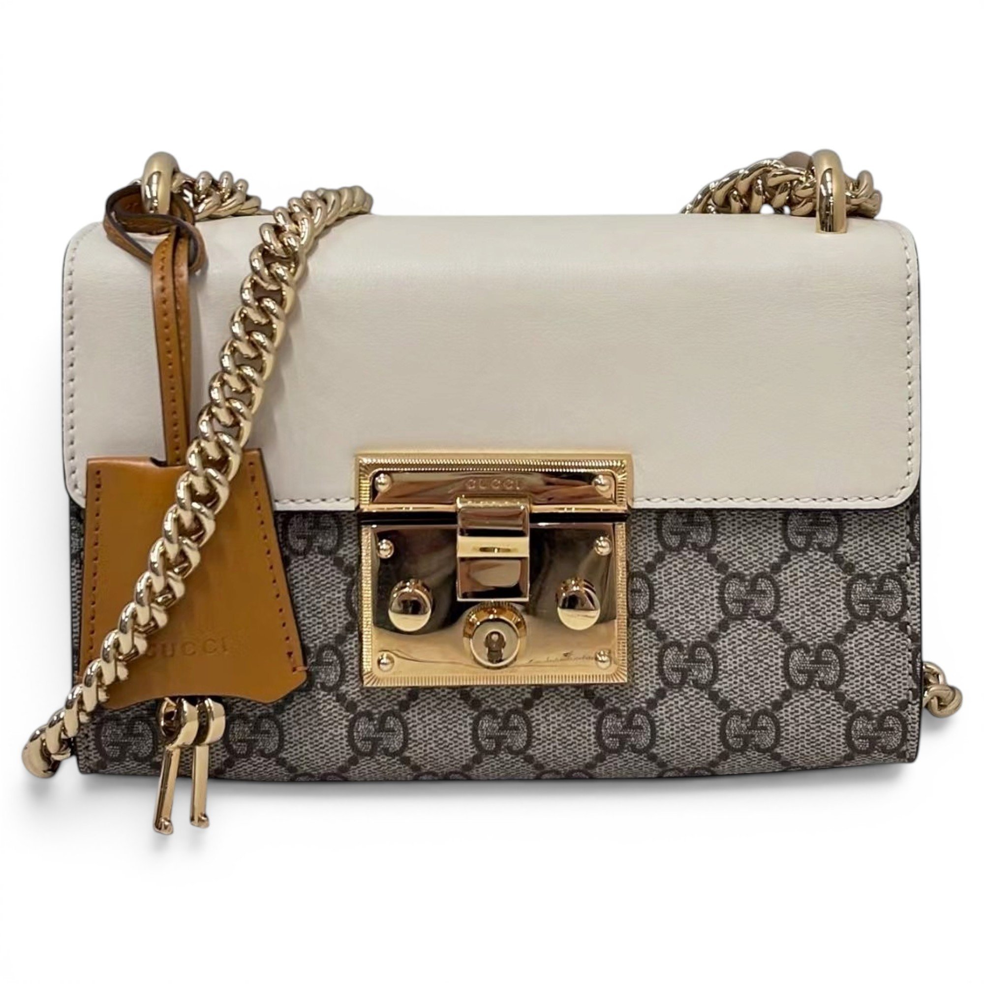 Padlock leather handbag