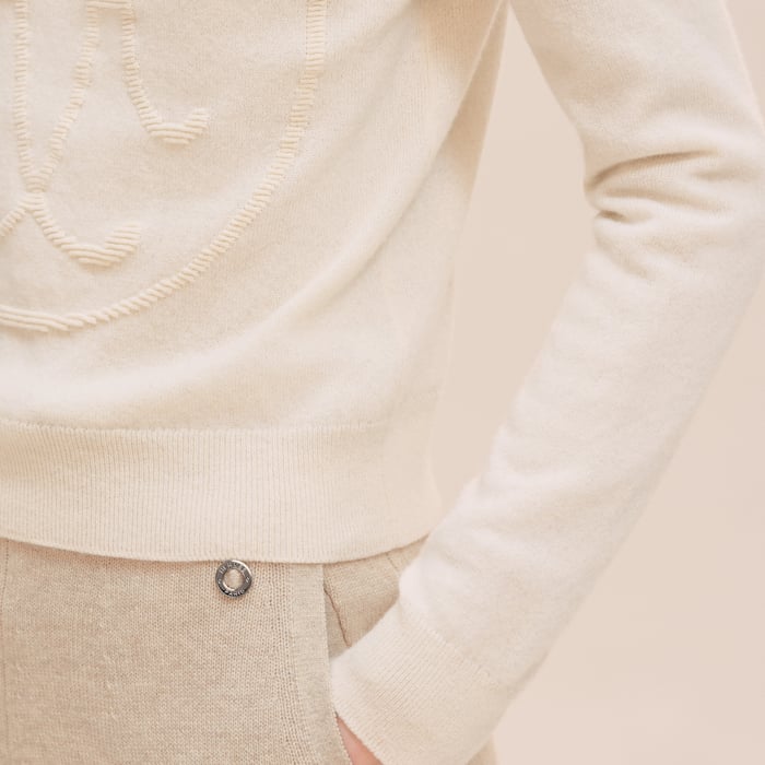 Blanc Naturel Cashmere "H Lift" Long-sleeve Sweater