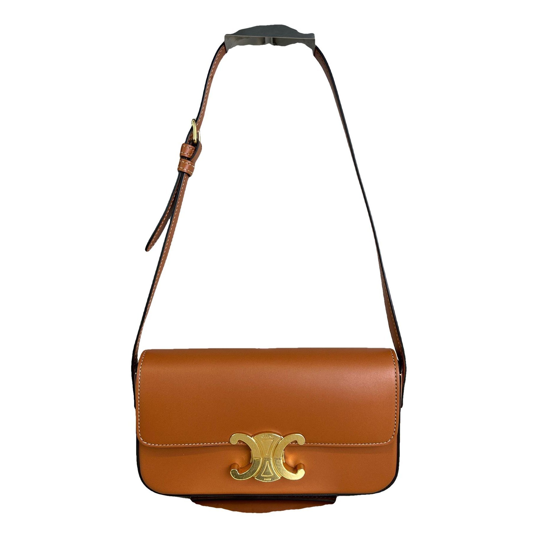Triomphe chain leather handbag