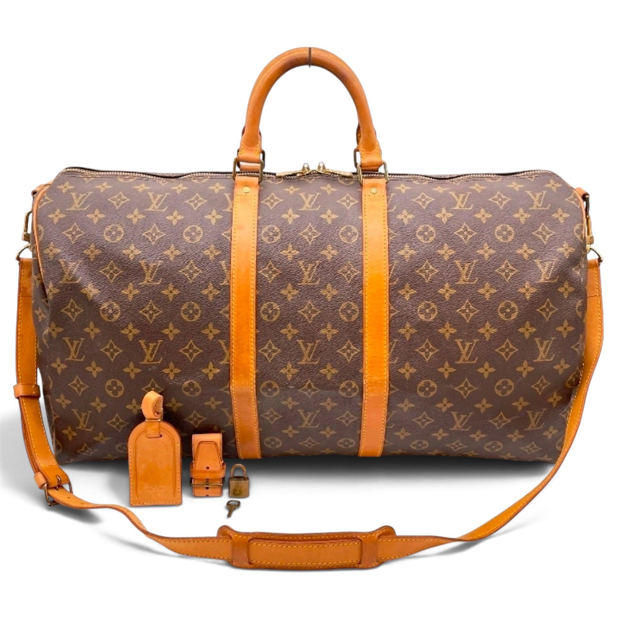 Louis Vuitton Keepall leather travel bag