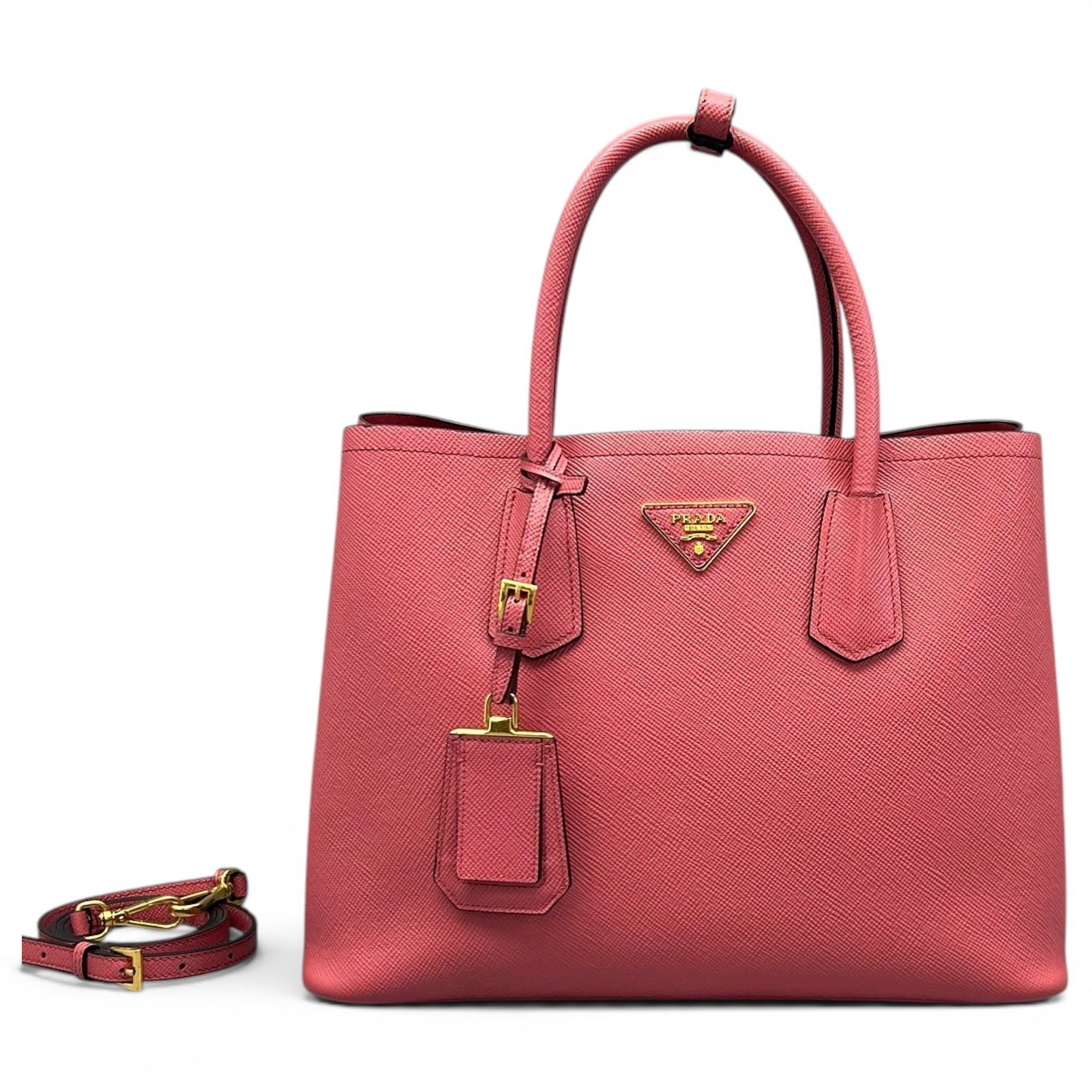 Double leather handbag