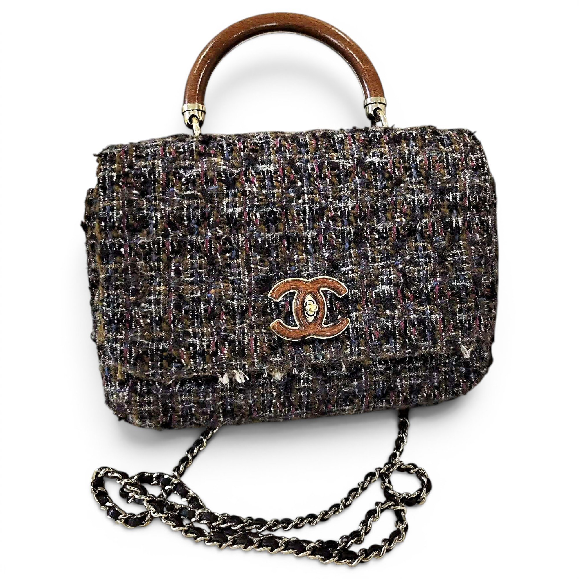 Coco Handle wool handbag