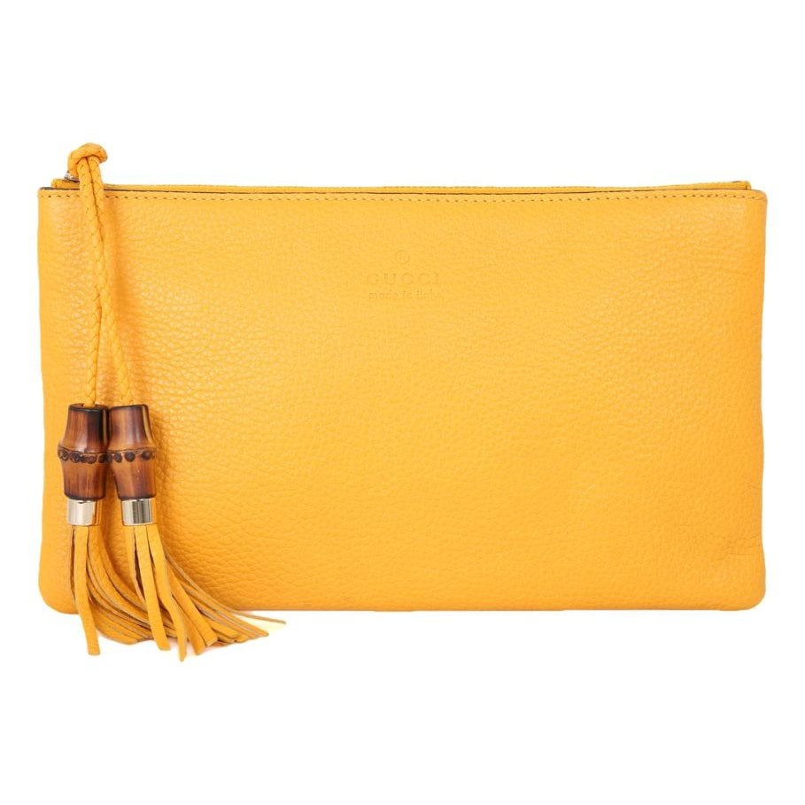 Bamboo leather clutch bag
