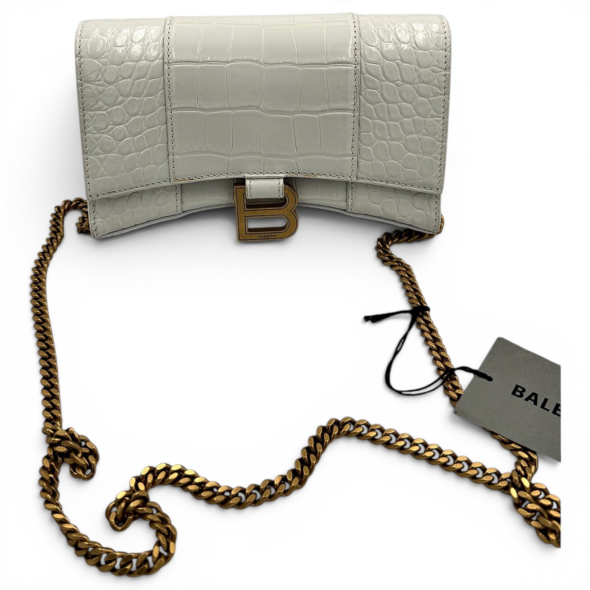 Hourglass leather handbag