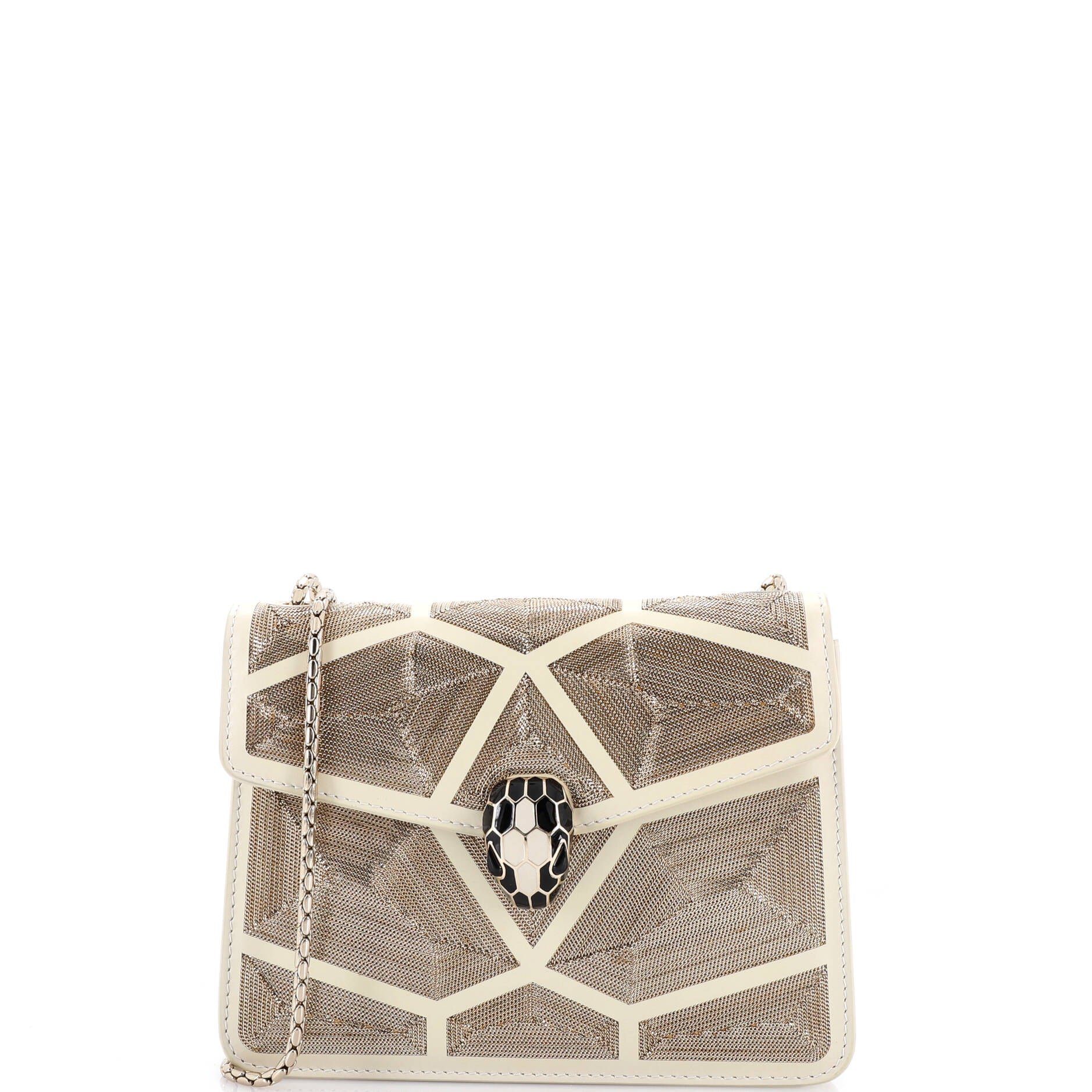 Bvlgari Serpenti Forever Square Shoulder Bag Chain Embellished Leather Mini