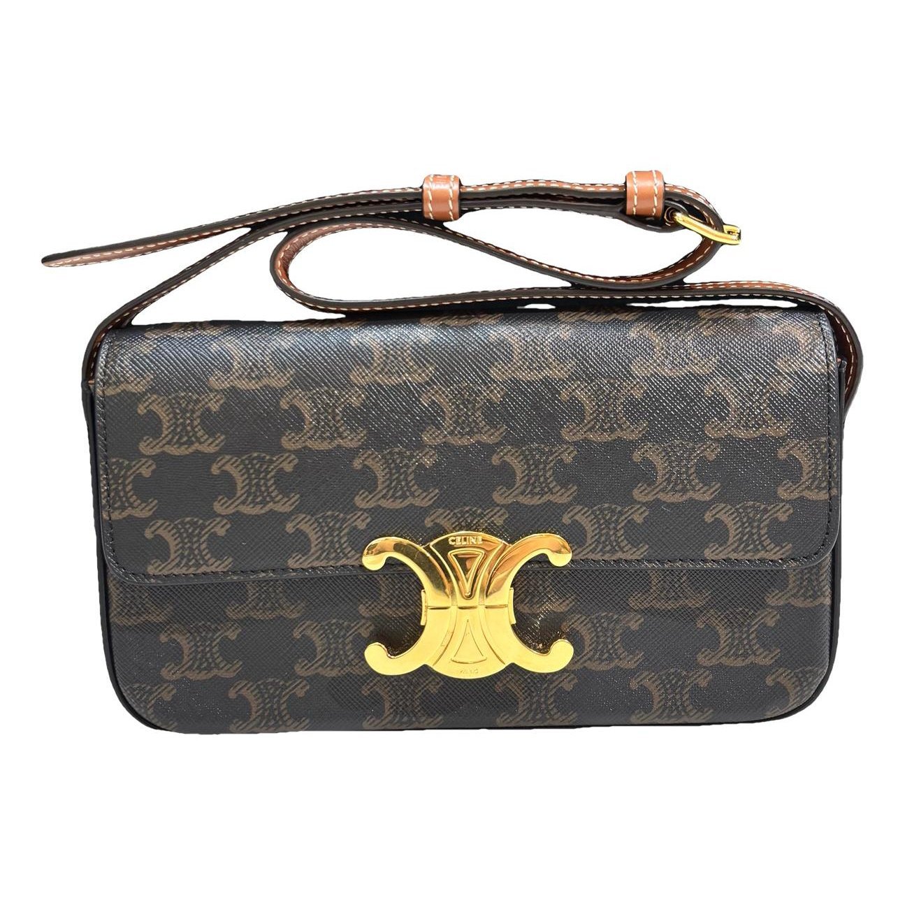 Triomphe chain leather handbag