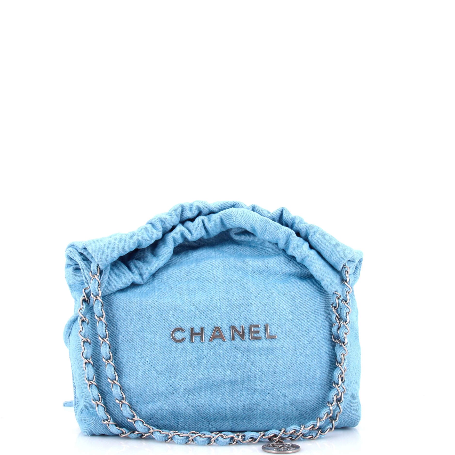 22 Chain Hobo Quilted Denim Small