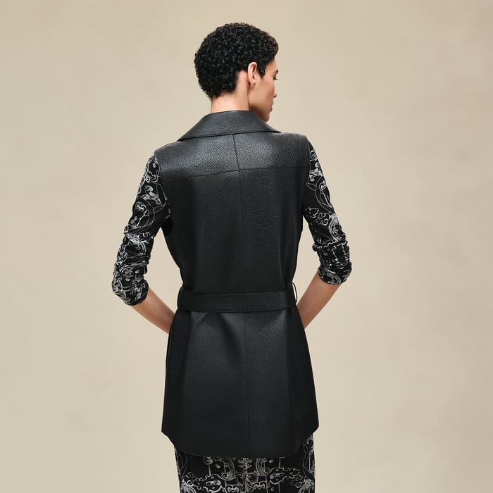 Noir Belted Long Vest