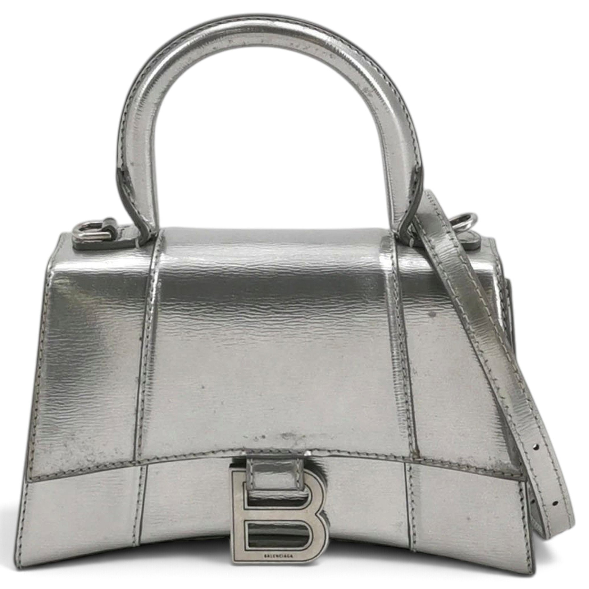 Hourglass leather handbag