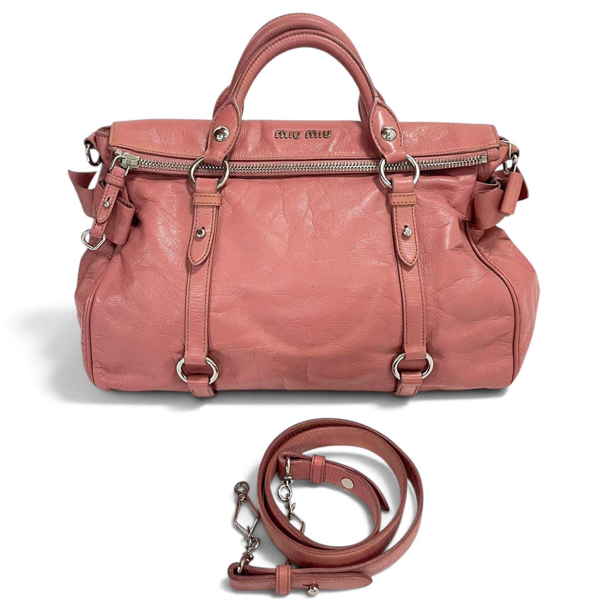 Bow bag leather handbag