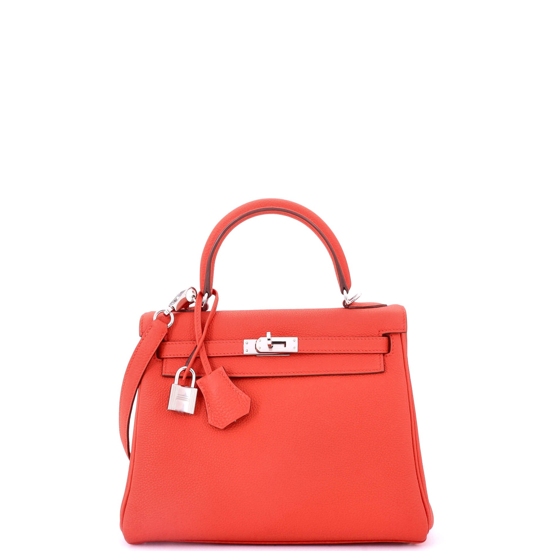 Hermes Kelly Handbag Rouge Tomate Togo with Palladium Hardware 25