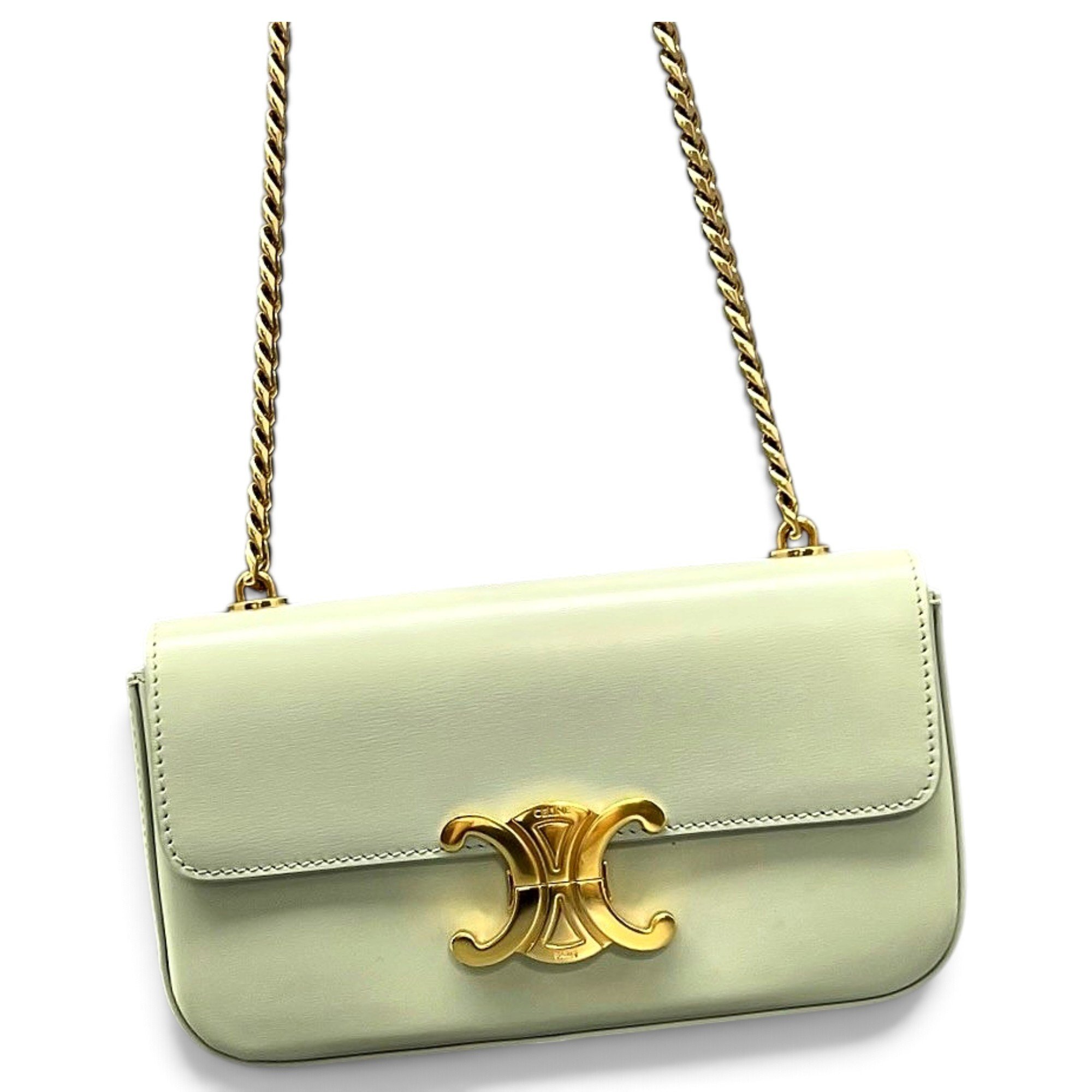 Triomphe chain leather handbag