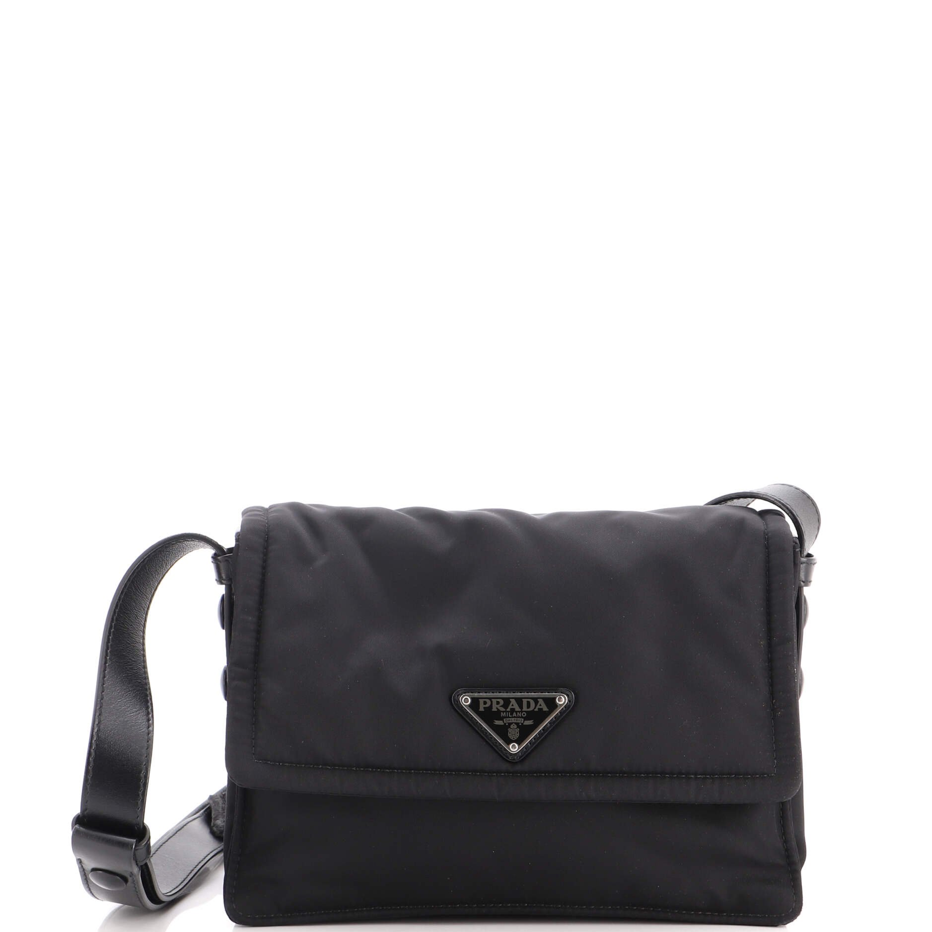 Padded Flap Shoulder Bag Re-Nylon Small