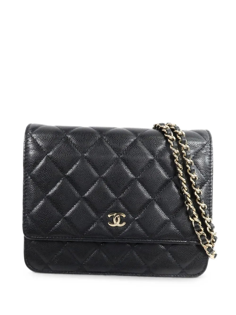 quilted CC calf leather shoulder bag