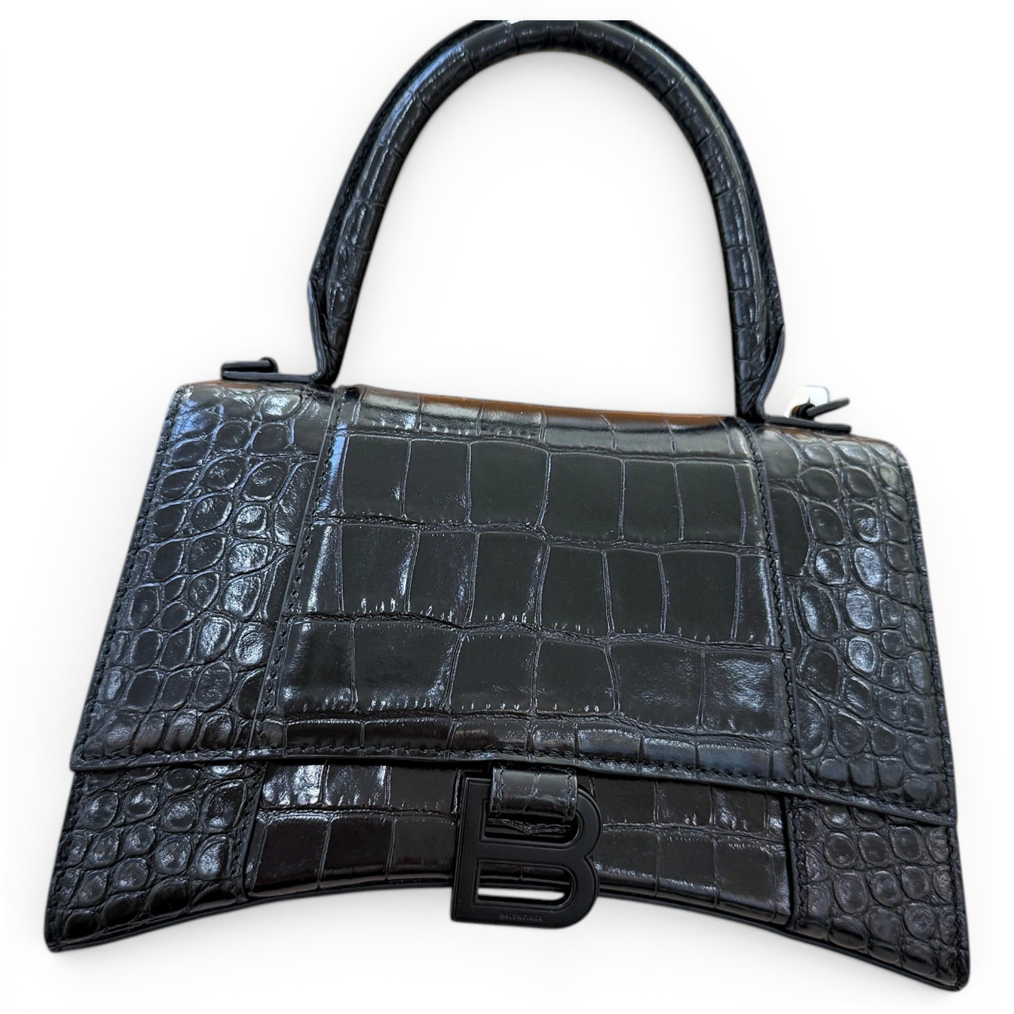 Hourglass leather handbag