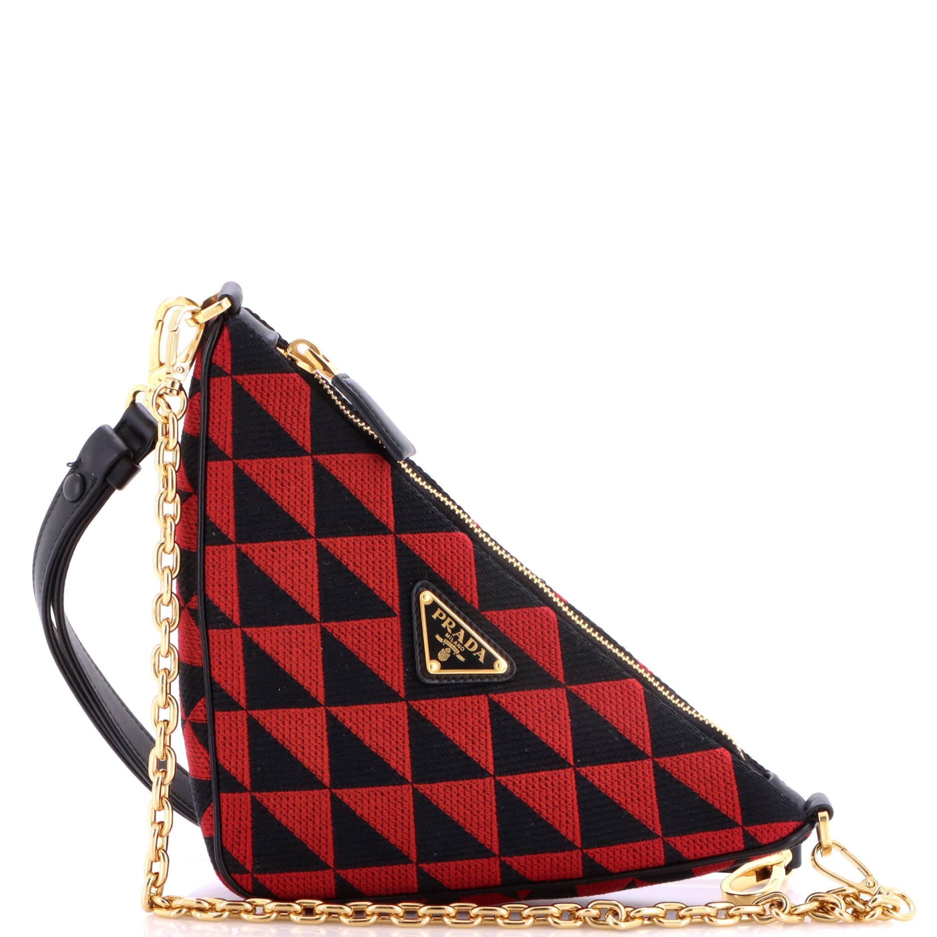 Symbole Triangle Bag Leather and Jacquard Mini