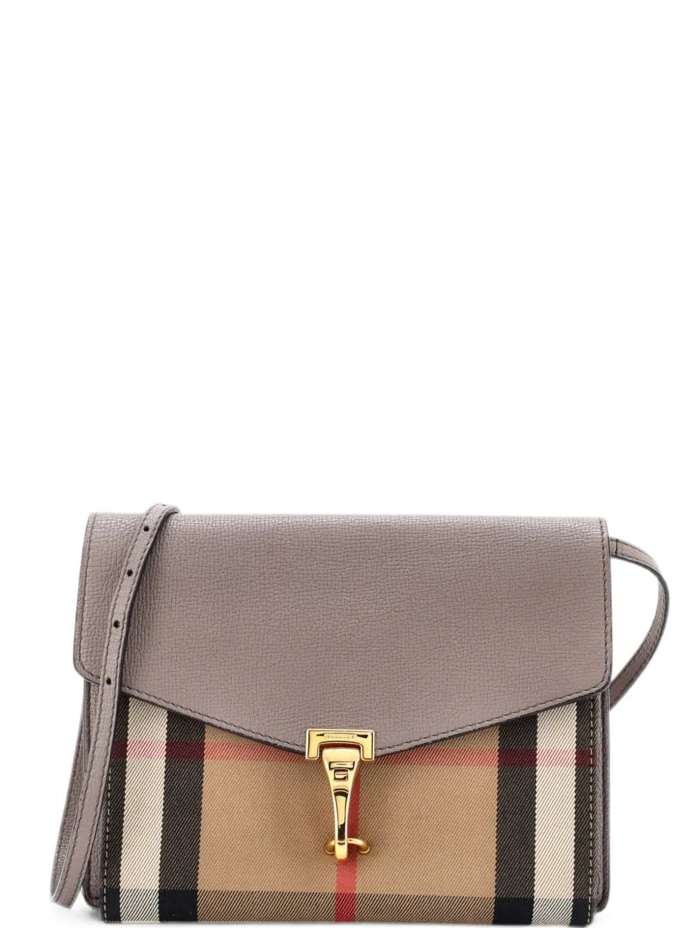 Macken Leather and House Check Canvas Small crossbody bag