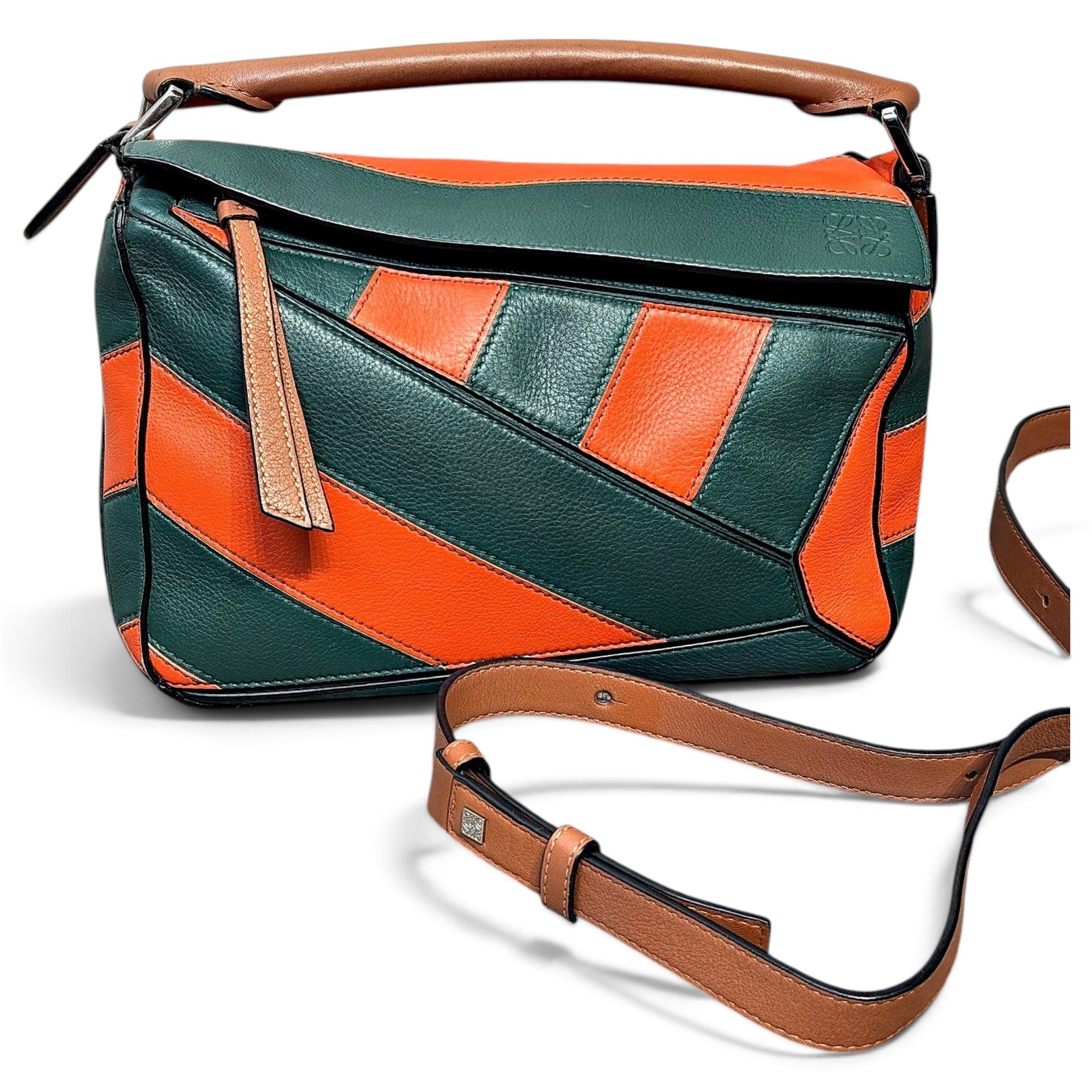 Puzzle leather crossbody bag