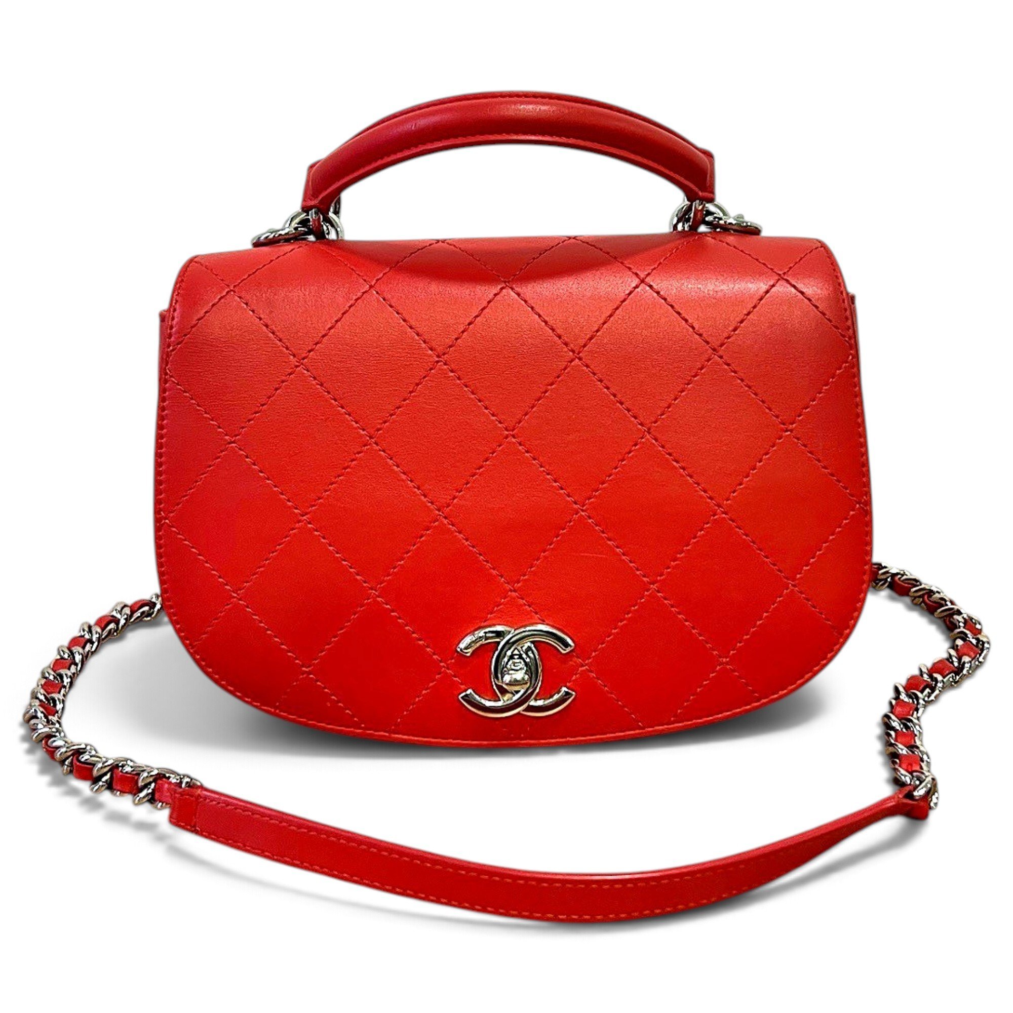 Trendy CC Top Handle leather handbag