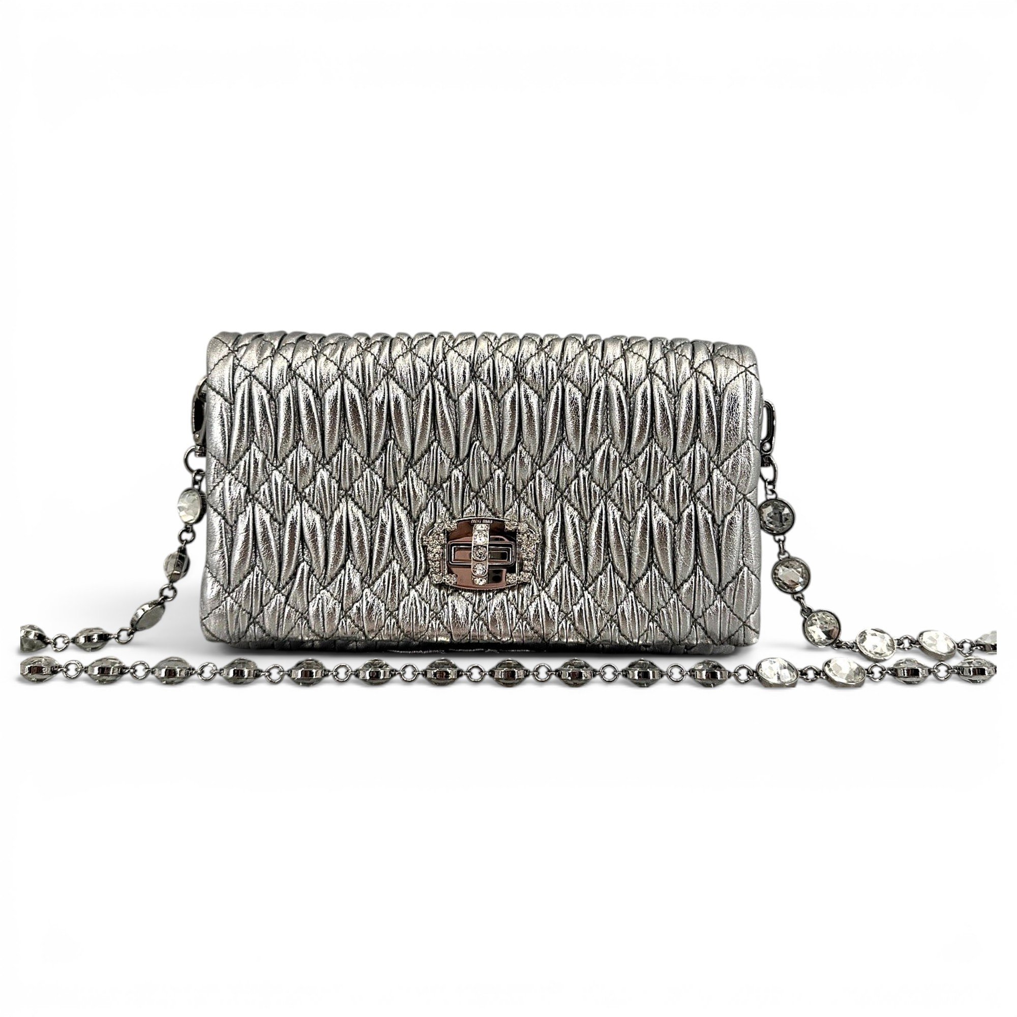 Miu Crystal leather handbag