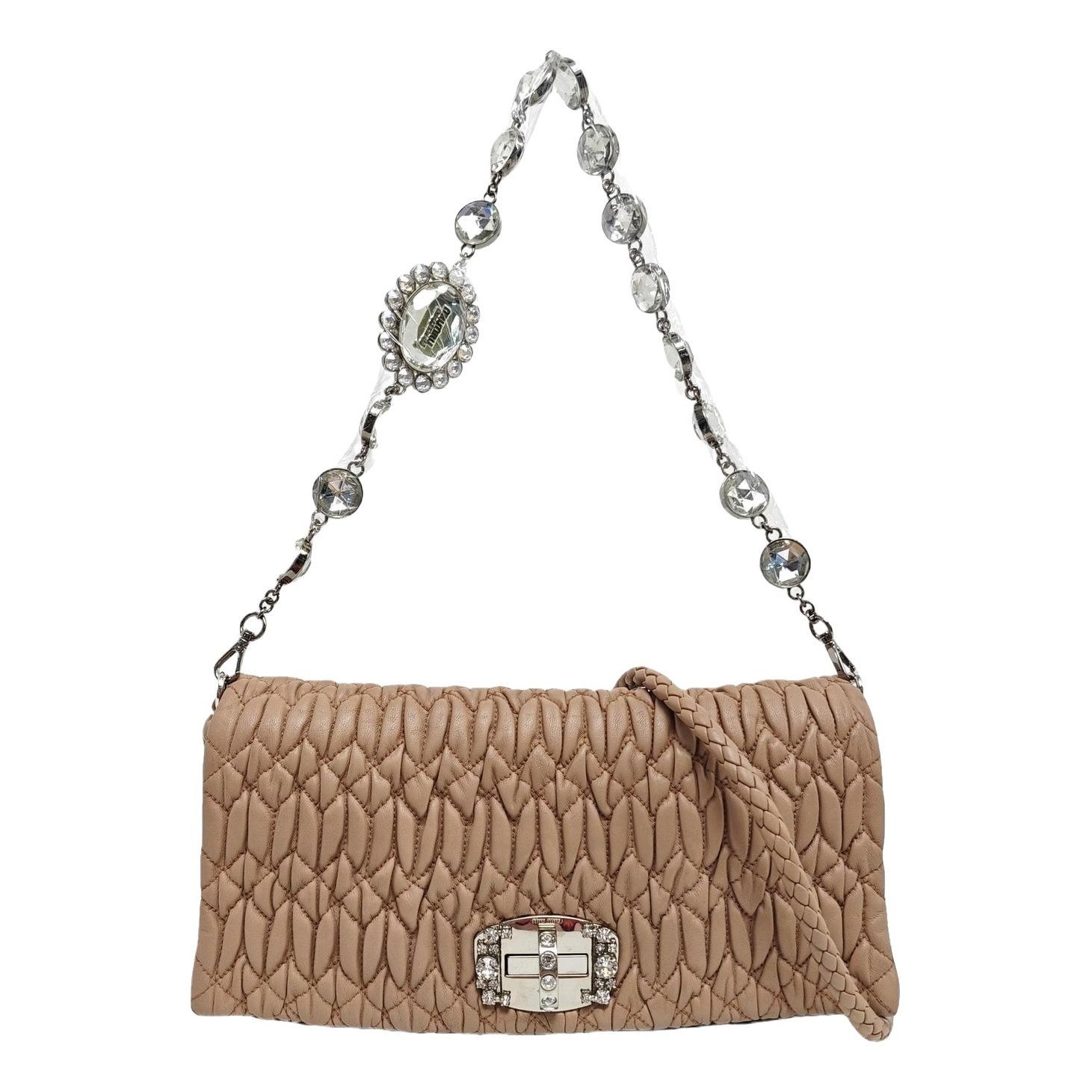 Miu Crystal leather handbag