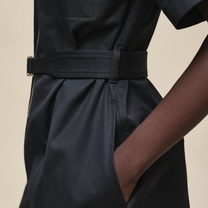 Noir Double Cotton Twill Jumpsuit