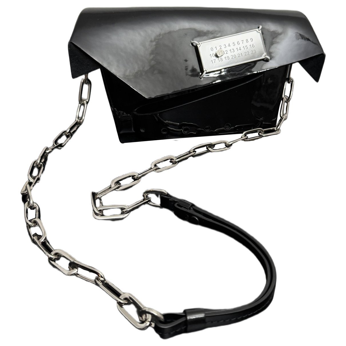 Snatched patent leather handbag