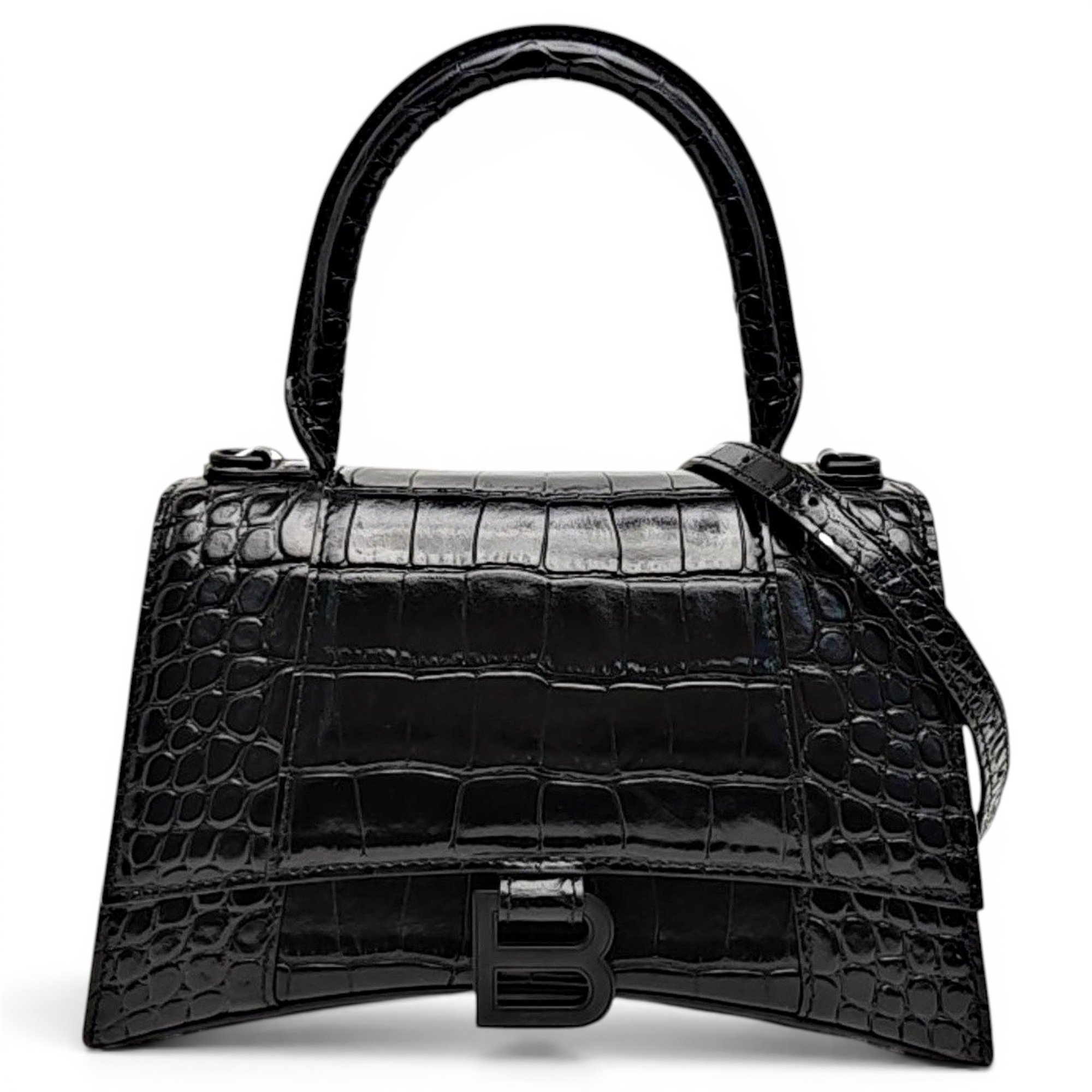 Hourglass leather handbag