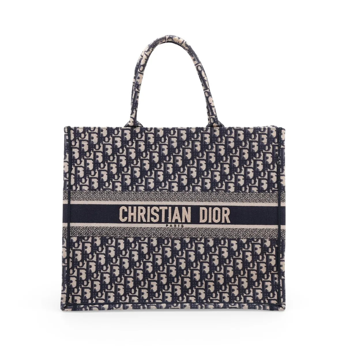 Christian Dior Oblique Book Tote Large canvas Tote bag Navy Blue