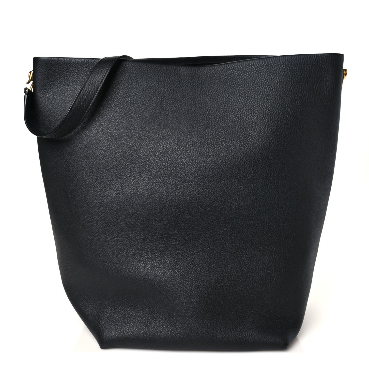 The Row Grained Calfskin Large N/S Hook Tote Black