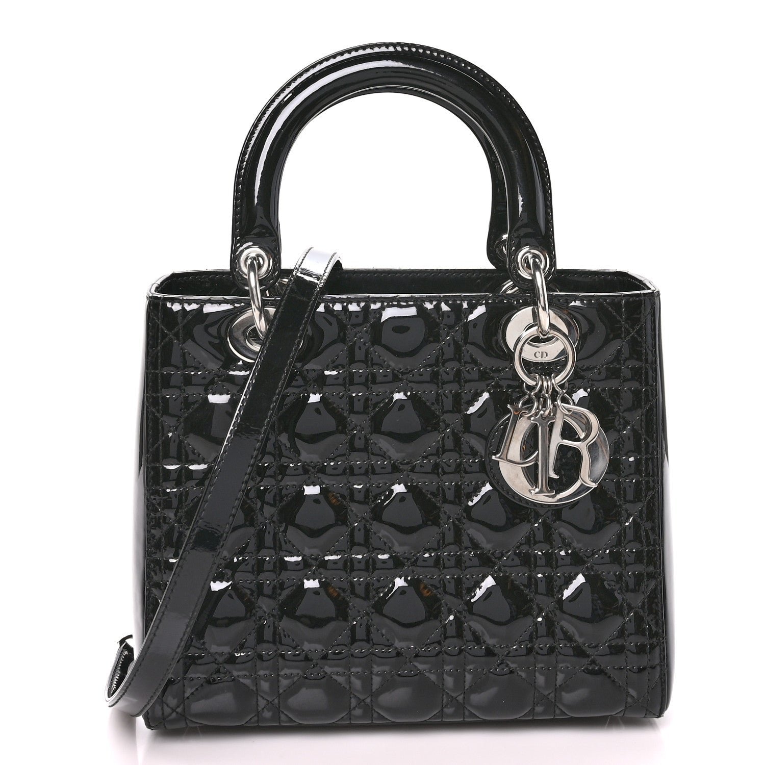 Patent Cannage Medium Lady Dior Black