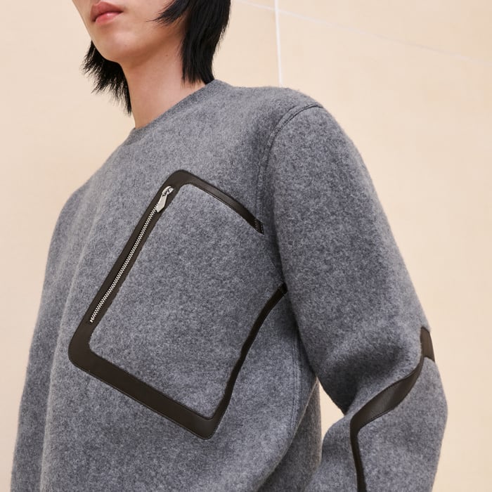 Gris Varsity Crewneck Sweater