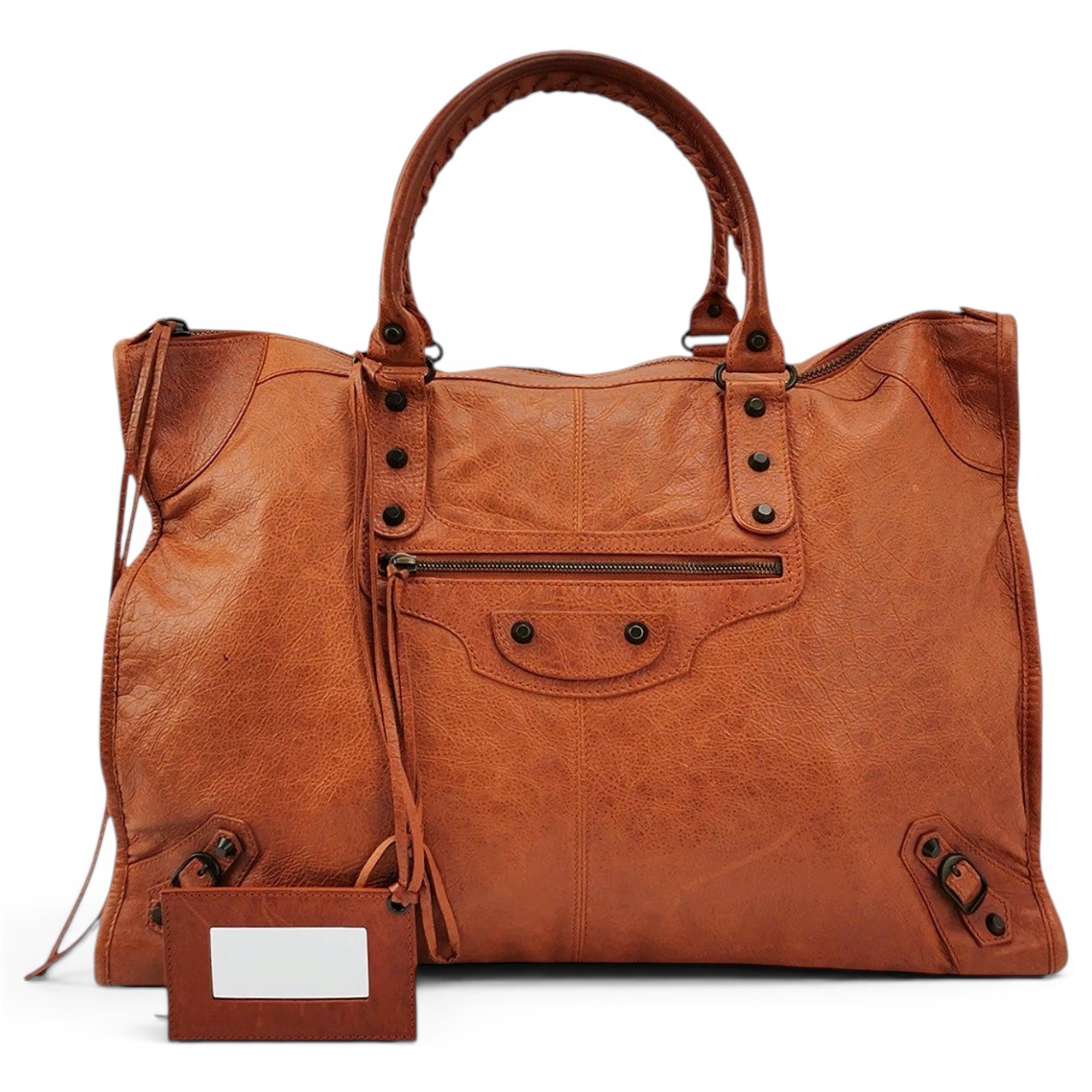 Weekender leather handbag