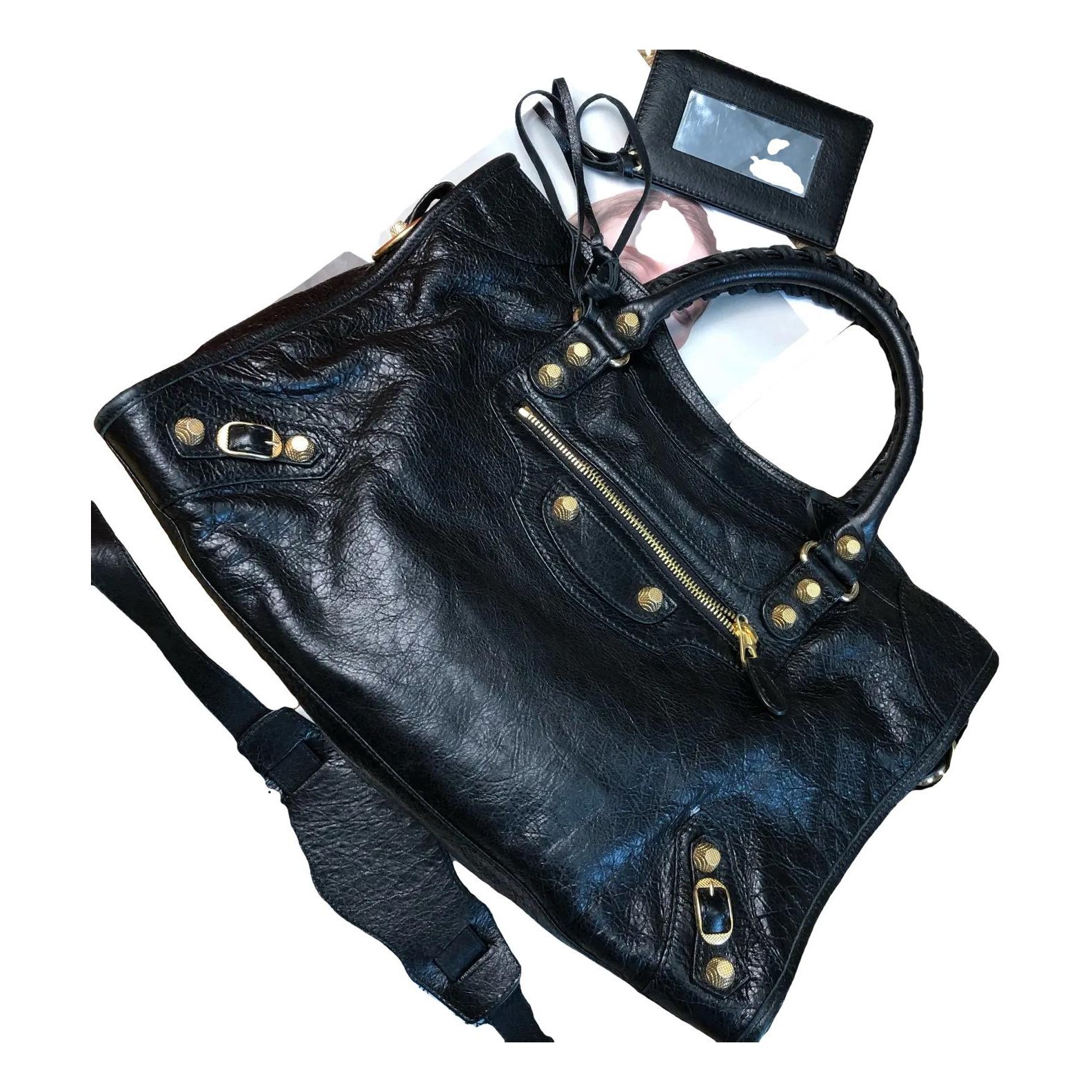 City leather handbag