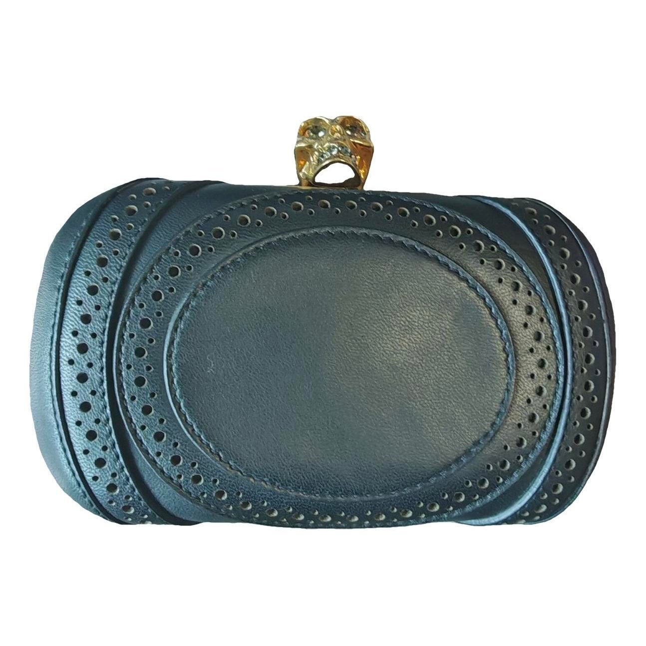 Skull leather clutch bag