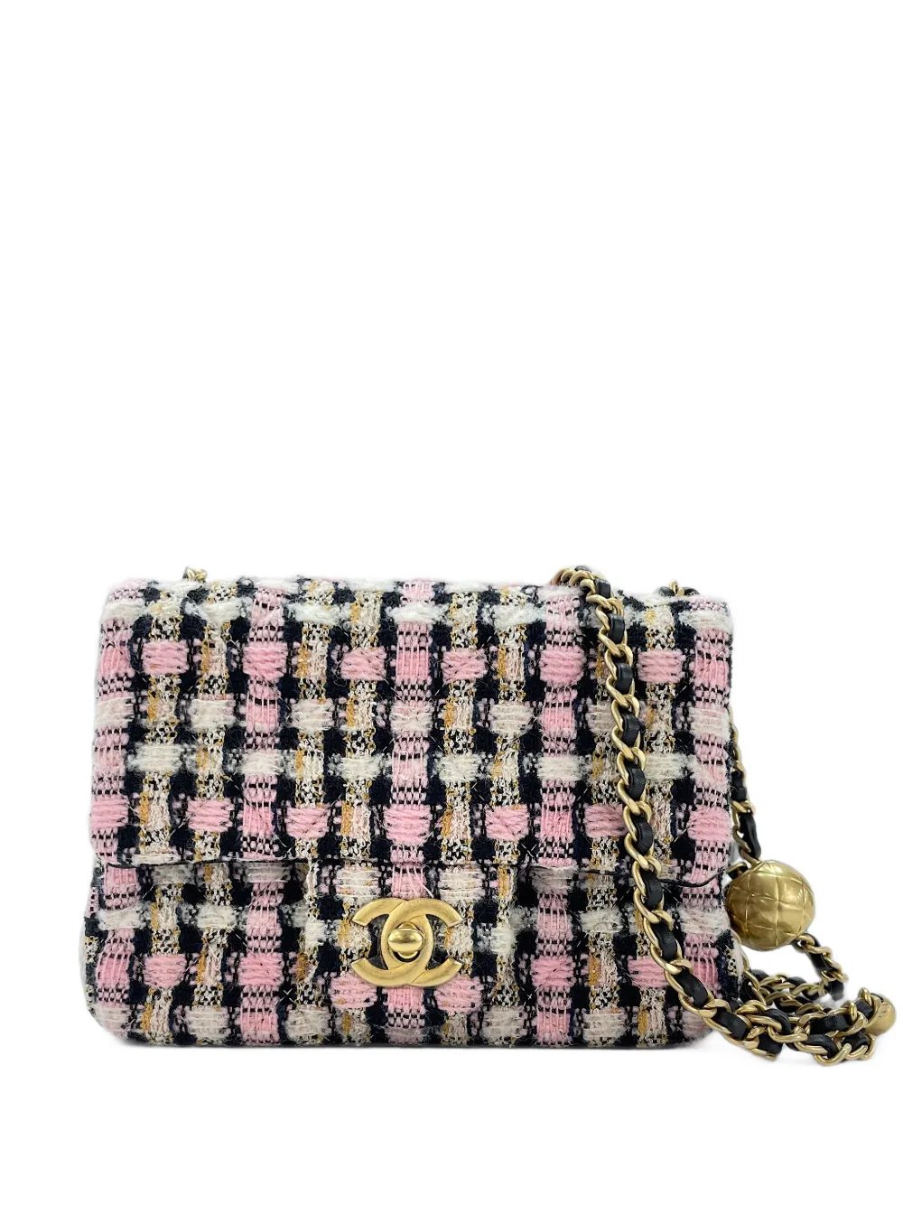 Matelassé tweed shoulder bag
