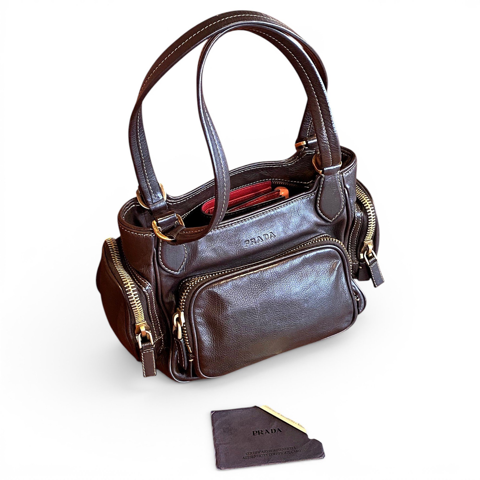 Cargo leather handbag