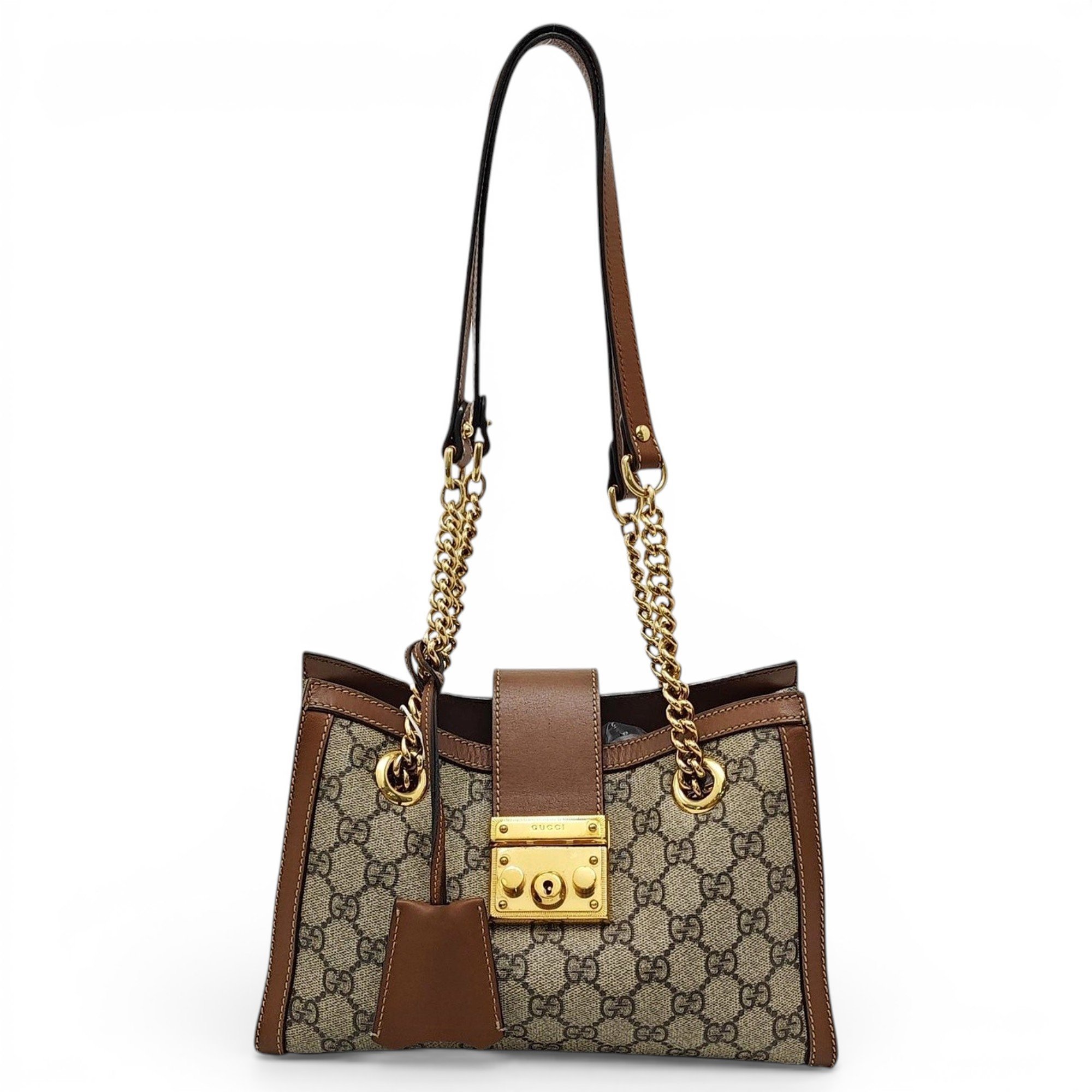 Padlock leather handbag