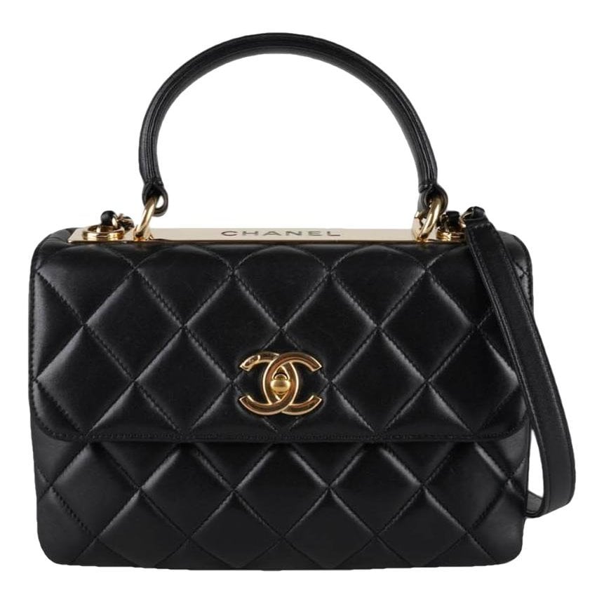 Trendy CC Top Handle leather crossbody bag
