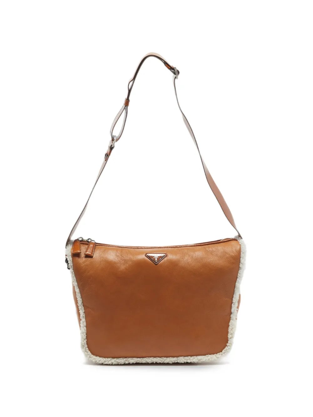 shearling-trim shoulder bag