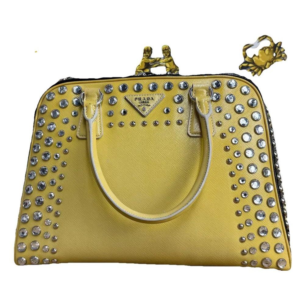 Pyramid leather handbag