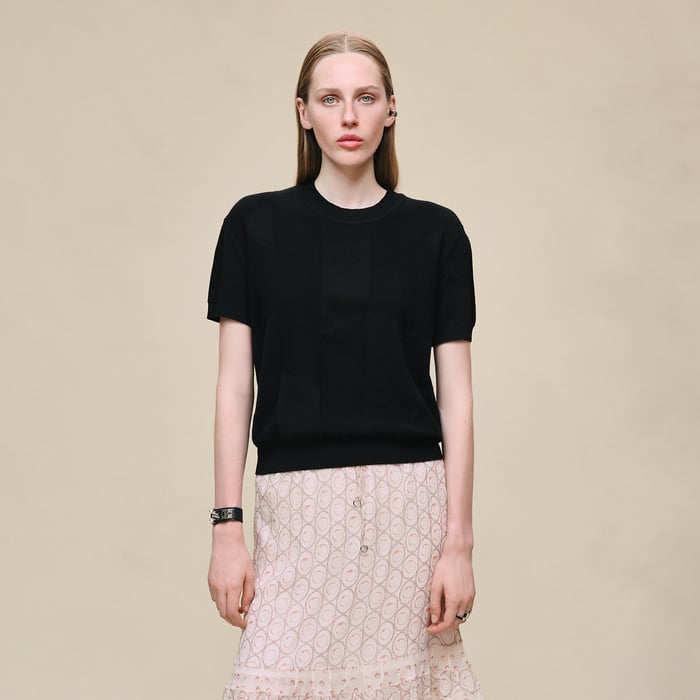 Noir "H Voyage" Short-sleeve Sweater