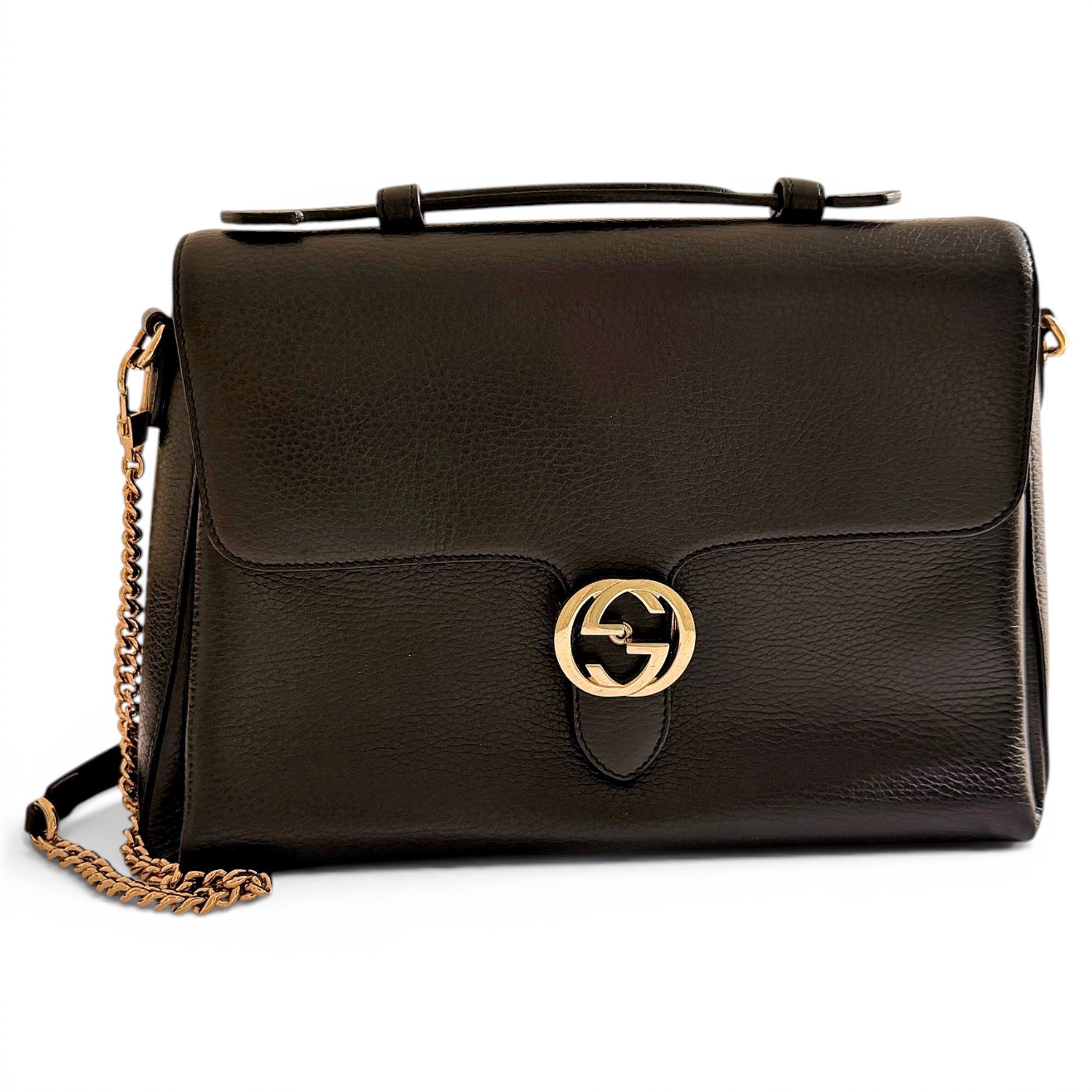 Interlocking leather handbag