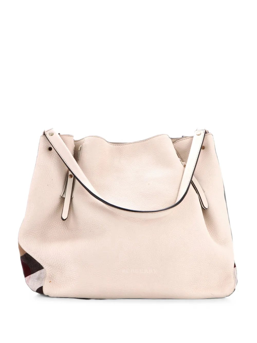 Maidstone Leather and House Check Canvas Medium tote bag