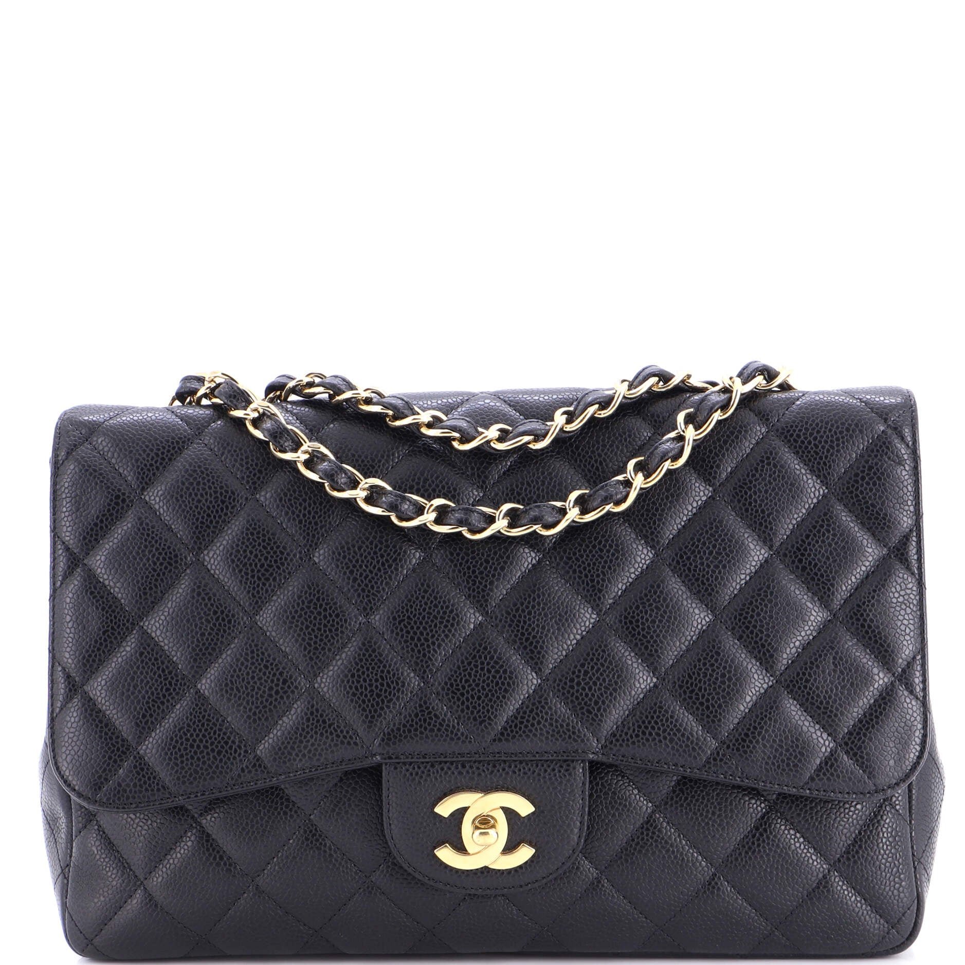 Classic Single Flap Bag Quilted Caviar Jumbo