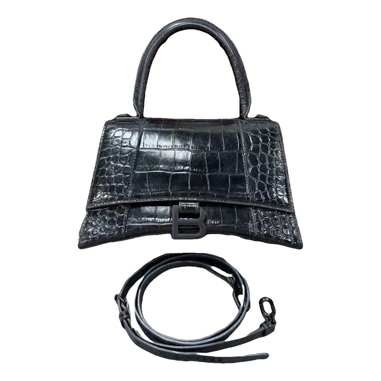 Hourglass leather handbag