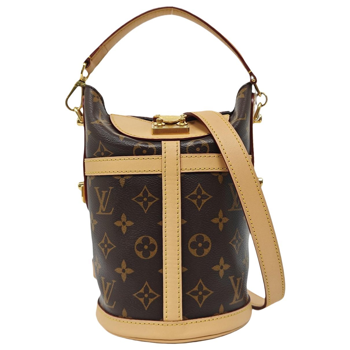 Duffle leather handbag