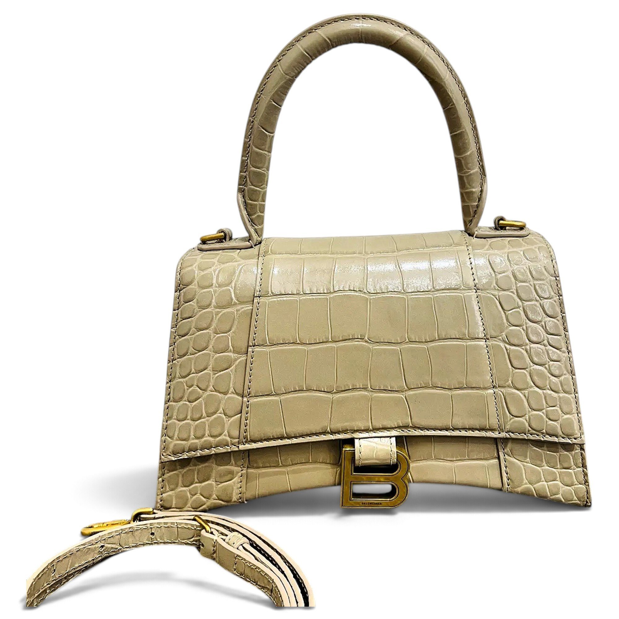 Hourglass leather handbag