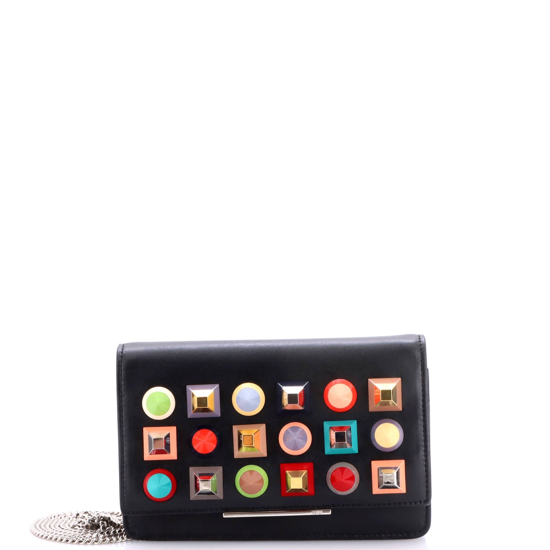 Tube Wallet On Chain Studded Leather